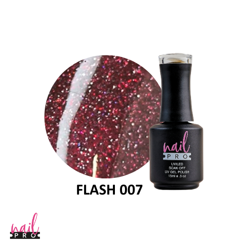 NAIL PRO Esmalte Permanente FLASH 007 REFLECTANTE Rojo