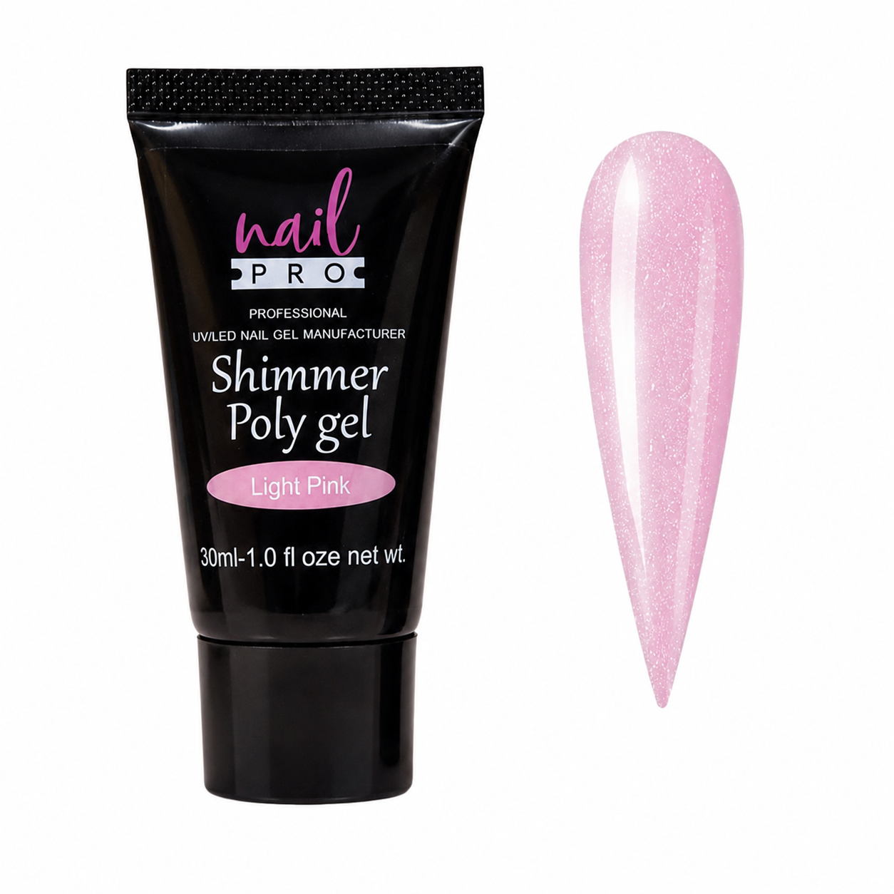 Nail Pro Polygel Shimmer Light Pink — Acrigel para Extensiones