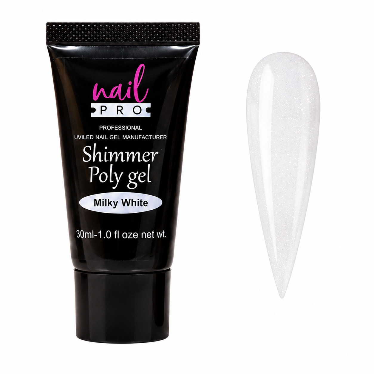 Nail Pro Polygel Shimmer Milky White — Acrigel para Extensiones