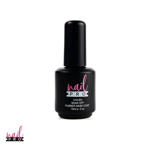 Nail Pro Base Rubber – Clear 15 ml, base rubber para uñas, ideal para uñas frágiles y quebradizas.