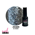 NAIL PRO Esmalte Permanente 8 ml X201 (exBJ001) Plateado glitter intenso