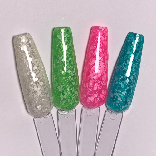 NAIL PRO Esmalte Permanente SNOW02 Esmalte transparente con glitter Verde
