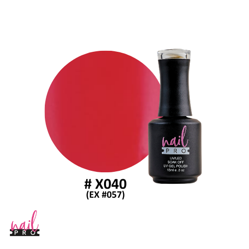 NAIL PRO Esmalte Permanente X040 (ex057) Rojo Coral fluor