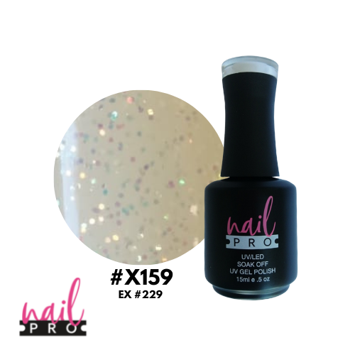 NAIL PRO Esmalte Permanente X159 (ex229) Amarillo traslúcido con micro glitter
