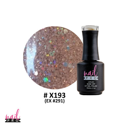 NAIL PRO Esmalte Permanente X193 (ex291) Champagne Rosa con glitter