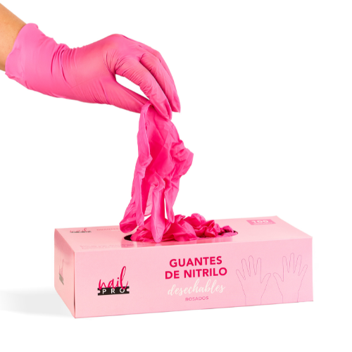 NAIL PRO Guantes Rosados XS 100 unidades