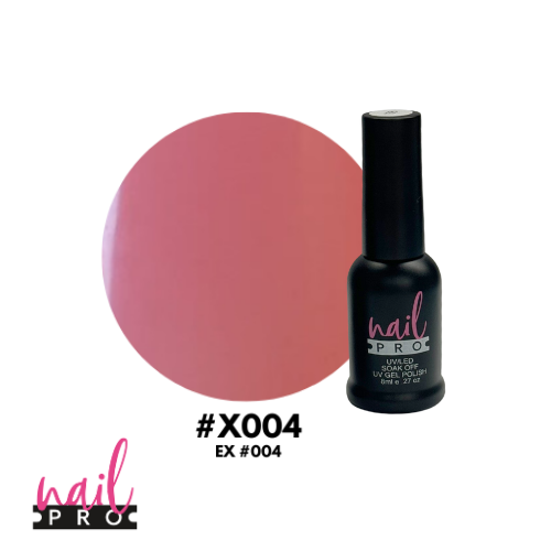 NAIL PRO Esmalte Permanente 8 ml X004 (ex004) Base de Francesa Rosa Fuerte traslucido