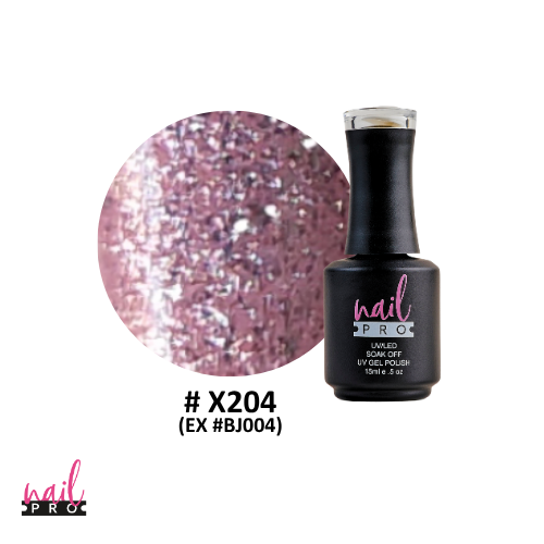 NAIL PRO Esmalte Permanente X204 (exBJ004) Rosado Glitter intenso