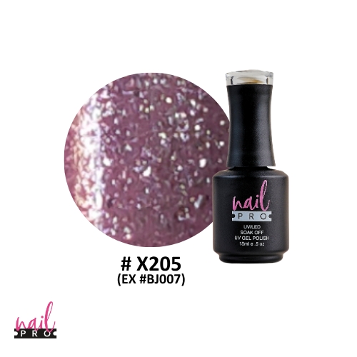 NAIL PRO Esmalte Permanente X205 (exBJ007) Rosa lila glitter intenso